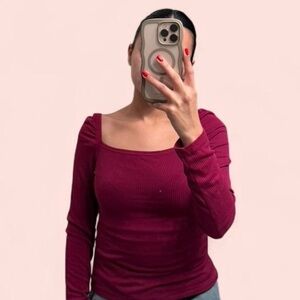 Banana Republic Maroon Long Sleeve Top